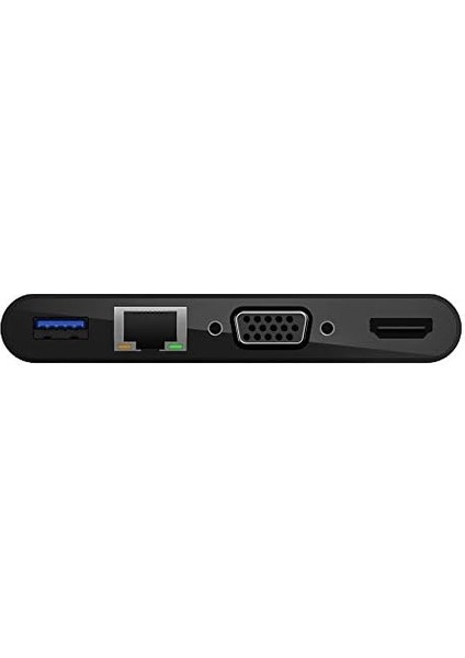 Usb-C Multimedia Adaptörü (Vga, 4K Hdmı, USB 3.0, Ethernet Bağlantı Noktalı Usb-C Hub) MacBook Pro, iPad Pro, Surface Pro, Chromebook ve Daha Fazlası Için 100 W Doğrudan Iletimli Güç