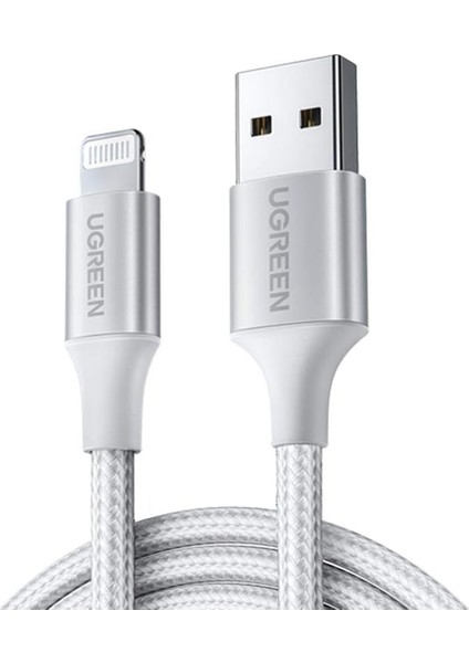 Mfi Lisanslı Usb-A & Lightning Örgülü Data ve Şarj Kablosu, 1.5 Metre, Beyaz