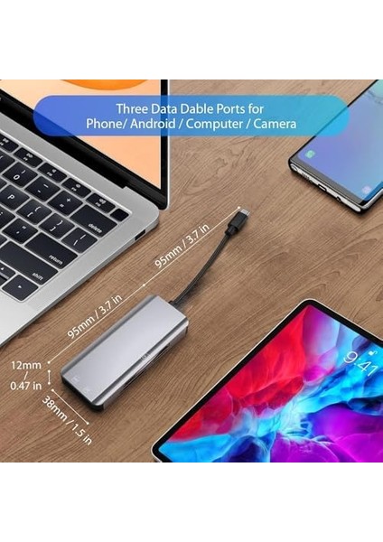 MT89 5in1 USB 3.1 Type-C Otg Cf Kart Okuyucu Mac iPhone 15 16 ile Uyumlu Metal Kasa