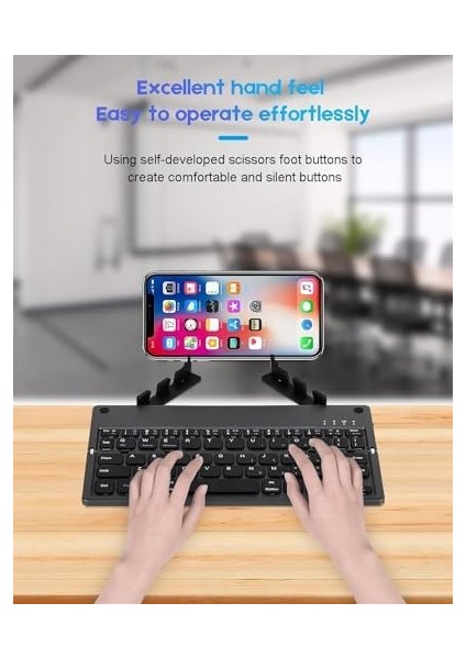 Seven Bluetooth Katlanabilir Klavye, Standlı ve Taşınabilir, Windows Ios Android iPhone ve Tablet ile Uyumlu Seyahat Klavyesi