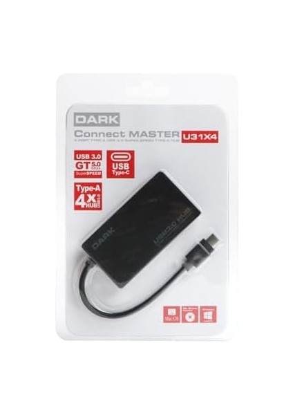 Connect Master 4 Adet USB 3.1 Port USB Type-C Hub (DK-AC-USB31X4)