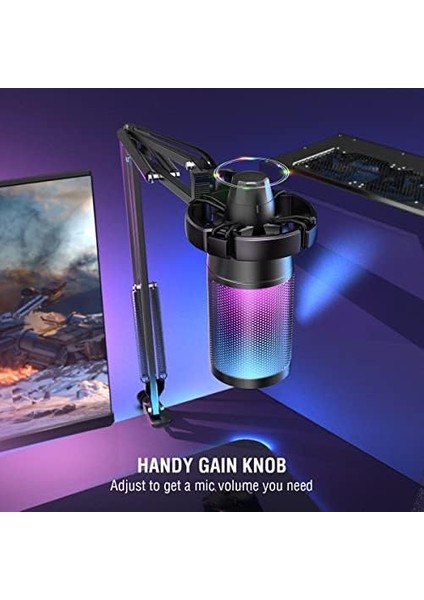Ampligame A6T Twitch - Youtuber - Gamer - Tiktok - Yayıncı USB Mikrofon Seti (Siyah)