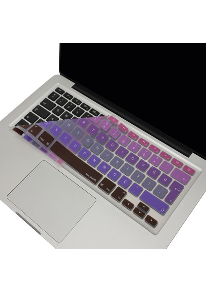 Store Macbook Air Pro Klavye Koruyucu (Türkçe Q) Ombre (Eski USB Li Model 2008/2017 Yılı) ile Uyumlu Pembe Mavi