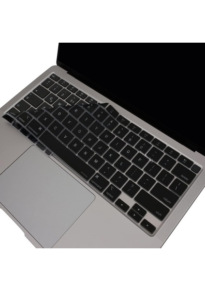 Macbook Air M1 13.3inç Klavye Koruyucu Touchıd'li (Us-Abd Ingilizce) A2179 A2337 ile Uyumlu Siyah