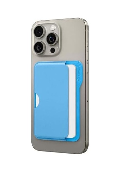 Spigen iPhone Için Magsafe Özellikli 3 Kartlı Manyetik Cüzdan Folder Pop Sky Blue - AFA07231