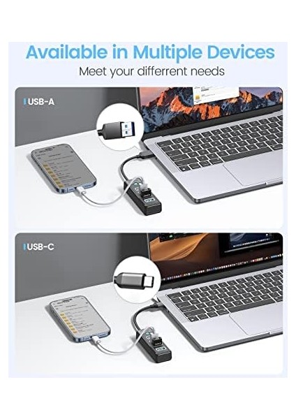 Type-C To 4 Portlu Usb3.0 5gbps USB Bağlantı Noktası Çoklayıcı Hub, 15CM, Siyah, PW4U-C3-015-BK