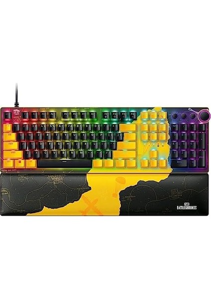 Huntsman V2 Optical Gaming Keyboard: Fastest Clicky Optical Switches W/quick Keystrokes & 8000Hz Polling Rate - Doubleshot Pbt Keycaps - Dedicated Media Keys & Dial - Pubg: Battleground Edition