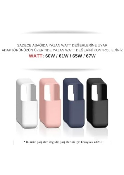 Type-C Şarj Aleti Silikon Kılıfı Macbook Pro Air Magsafe 1-2 60W Type-C 61W-65W-67W Uyumlu Siyah