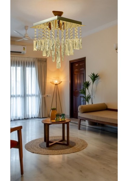 Kristal 30’luk Paslanmaz Gold Renkli Avize