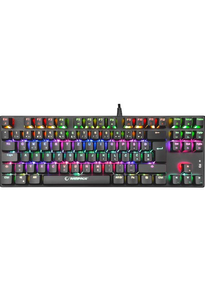 KB-R17 Raptor Black USB 6 Color Blue Switch Lc Layout Gaming Mechanical Keyboard