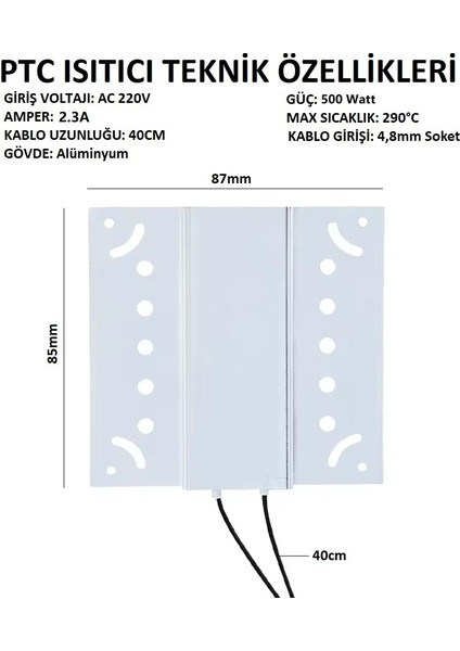 Ptc Isıtıcı AC220V 500W 2.3A