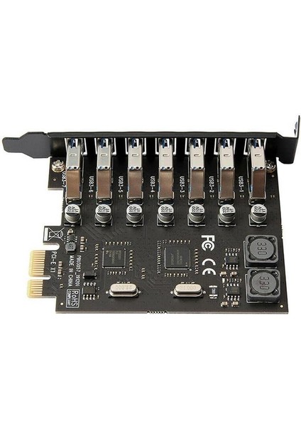 Plus PX-4899 7 Port USB Hub, Pcı Expres Usb3.0 Kart 7 Port Çoklayıcı, Pcı Ex Usb3.0 Çoklayıcı Kart (Win7/8/10/11, Linux, Macos)