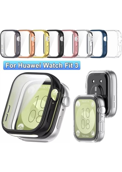Huawei Watch Fit 3 Uyumlu Yumuşak Silikon 360 Tam Koruma Kasa ve Ekran Koruyucu