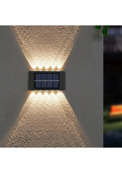 Güneş Enerjili Aplik Solar Aydınlatma Çift Yönlü 5x2 Ledli Gün Işığı