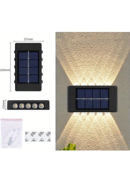 Güneş Enerjili Aplik Solar Aydınlatma Çift Yönlü 5x2 Ledli Gün Işığı