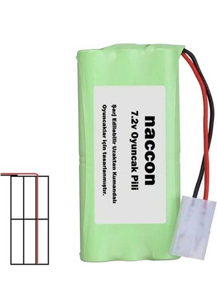 7.2V 1000MAH Ucuca Tamiya Soketli Şarjlı Oyuncak Pili 6lı Aa Kalem Pilli