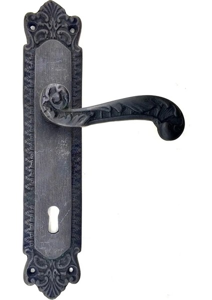 Antika Tarz Dekoratif Pirinç Sultan Yale Kapı Kolu - 270X54MM, Oksit