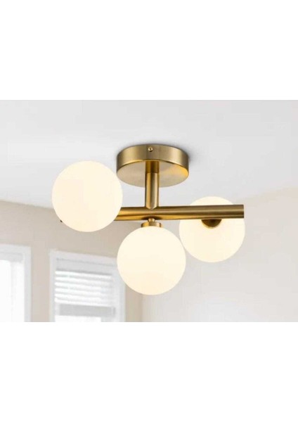 Mylights Eskitme Kaplama Üçlü Modern Spor Plofonyer Tavan Acize Opal Camlı E27