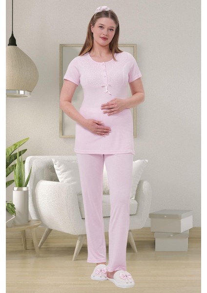 Mecit 1541 Pembe Uzun Sabahlıklı Lohusa Pijama Takımı modelleri
