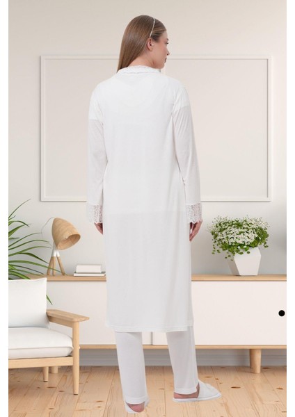 Mecit 1541 Ekru Uzun Sabahlıklı Lohusa Pijama Takımı fiyatları