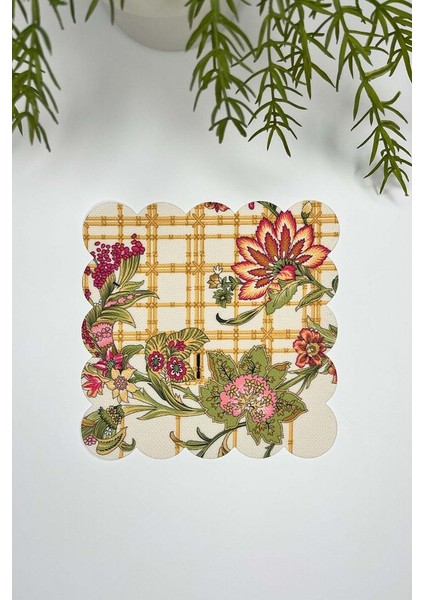 Etnik Çiçekler ve Bambu Desenli Lazer Kesim Kokteyl Peçetesi 1 Adet