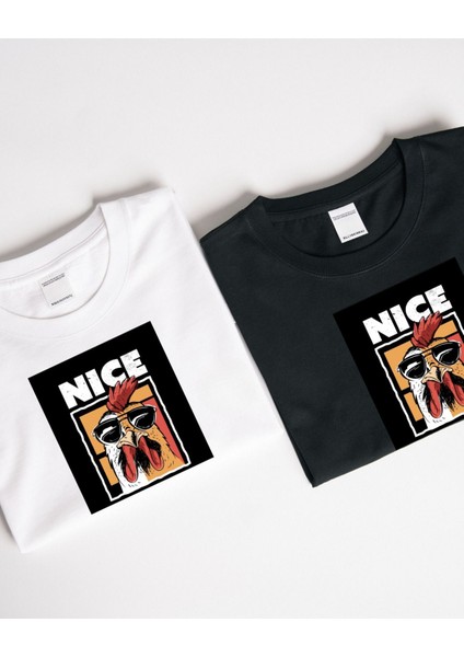 Absürt Tasarım Severler Için Nice Cock Temalı Baskılı T-Shirt