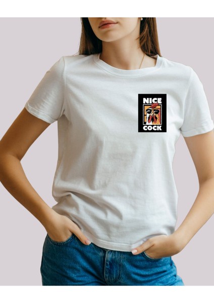 Absürt Tasarım Severler Için Nice Cock Temalı Baskılı T-Shirt modelleri