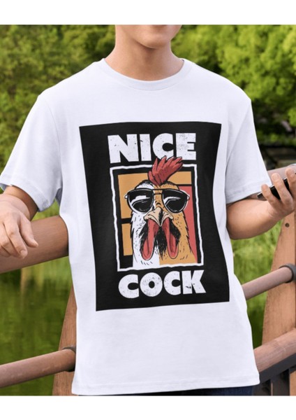 Absürt Tasarım Severler Için Nice Cock Temalı Baskılı T-Shirt indirimleri