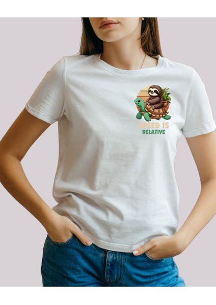 Speed Is Relative Tasarımlı Baskılı T-Shirt