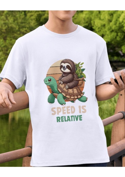 Speed Is Relative Tasarımlı Baskılı T-Shirt