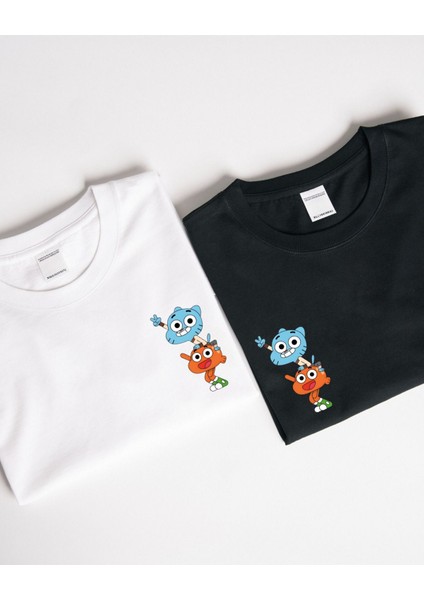 Gumbal ve Darvin Tasarımlı Baskılı T-Shirt