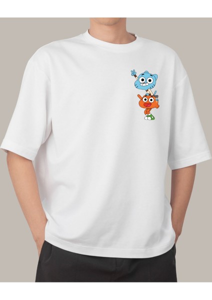 Gumbal ve Darvin Tasarımlı Baskılı T-Shirt