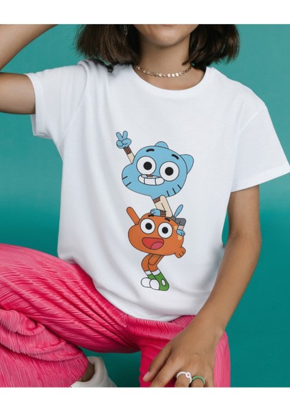 Gumbal ve Darvin Tasarımlı Baskılı T-Shirt