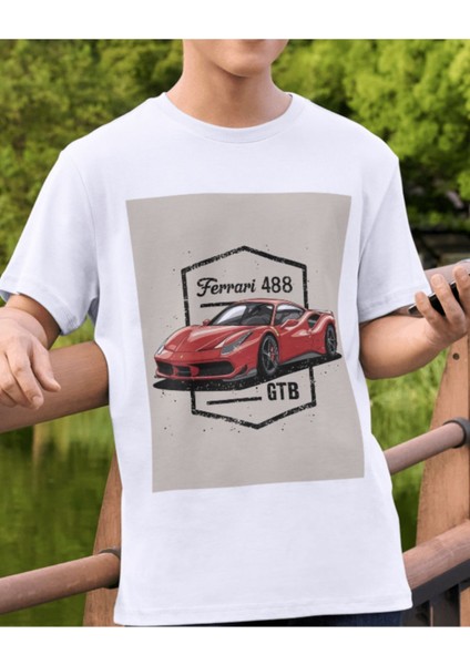 Ferrari Tasarımlı Otomobil Baskılı Tişört