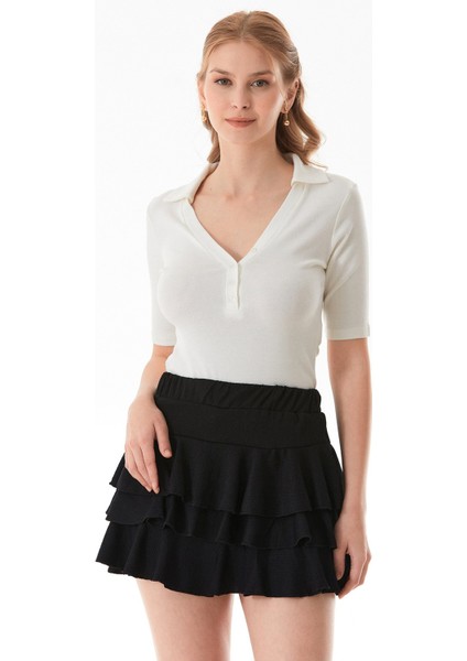 Basic Polo Yaka Çıtçıtlı Likralı Modal Body