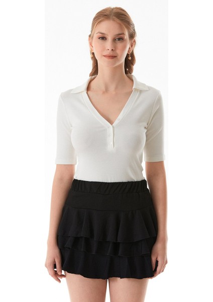 Basic Polo Yaka Çıtçıtlı Likralı Modal Body indirimleri