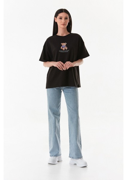 Ayıcık ve Yazı Baskılı Oversize Tişört fiyatları