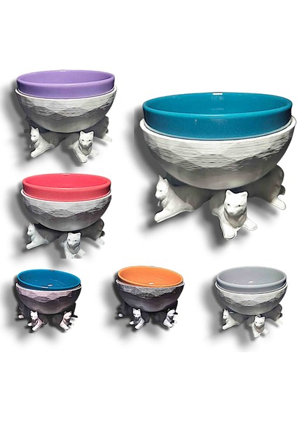 1 Adet Özel 3D Tasarım Renkli Seramik Kaseli Mama Su Kabı 13X13 cm fiyatları