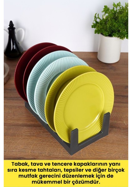 Çok Amaçlı Tabak Tava Tencere Kapağı Düzenleyici – Plastik Çekmece & Dolap Içi Organizer (Gri) fiyatları