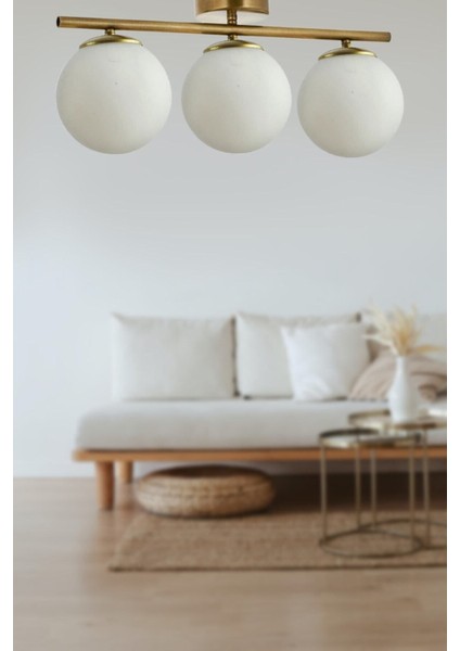 Nika Modern Salon - Mutfak - Yatak Odası Eskitme Beyaz Cam Modern 3 Lü Avize modelleri