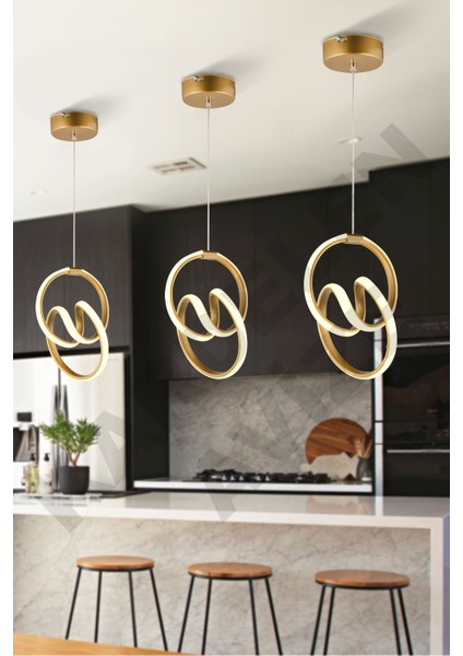 3 Adet 3 Renkli Işıklı Imla Eskitme Modern Ledli Avize