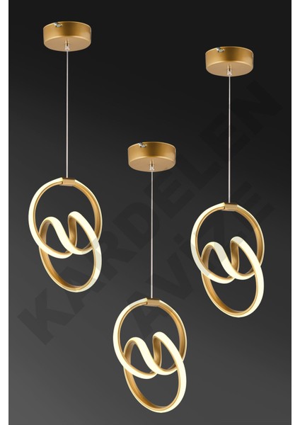 3 Adet 3 Renkli Işıklı Imla Eskitme Modern Ledli Avize