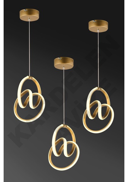 3 Adet 3 Renkli Işıklı Imla Eskitme Modern Ledli Avize