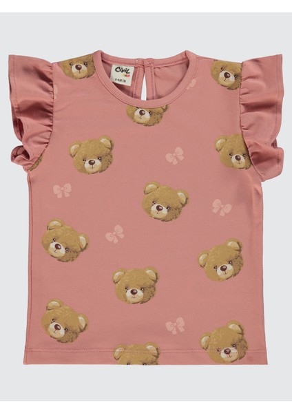 Kız Bebek 3'lü Tişört Set 6-18 Ay Somon