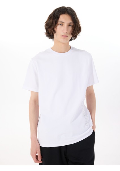 Bisiklet Yaka Baskılı Beyaz Erkek T-Shirt M5SM-TST1300