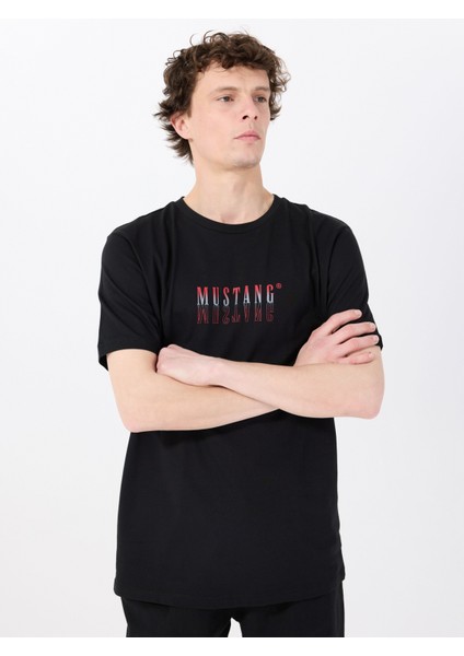 Bisiklet Yaka Baskılı Siyah Erkek T-Shirt M5SM-TST1426