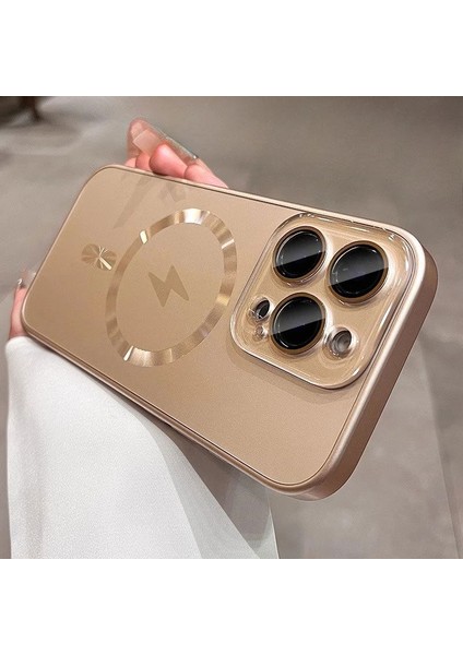 Apple iPhone 15 Pro Max Uyumlu Kılıf Zebana Matte Glass Kılıf (Kablosuz Şarj Destekli) Desert Titanyum fiyatları