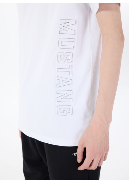 Bisiklet Yaka Baskılı Beyaz Erkek T-Shirt M5SM-TST1300