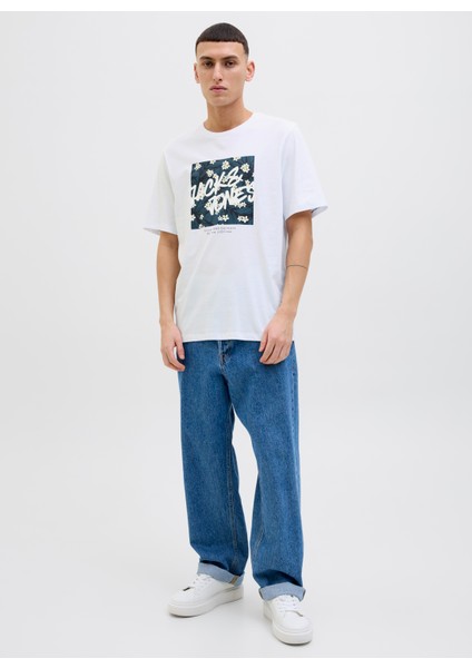 Bisiklet Yaka Beyaz Erkek T-Shirt 12269324_JJHAWAII Shape Tee Ss Crew