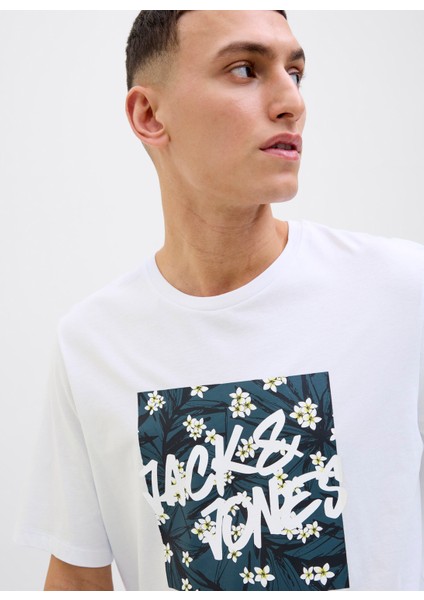 Bisiklet Yaka Beyaz Erkek T-Shirt 12269324_JJHAWAII Shape Tee Ss Crew